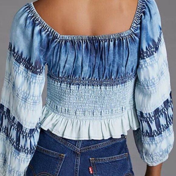 Pilcro Smocked Chambray Blouse - Picture 2 of 6